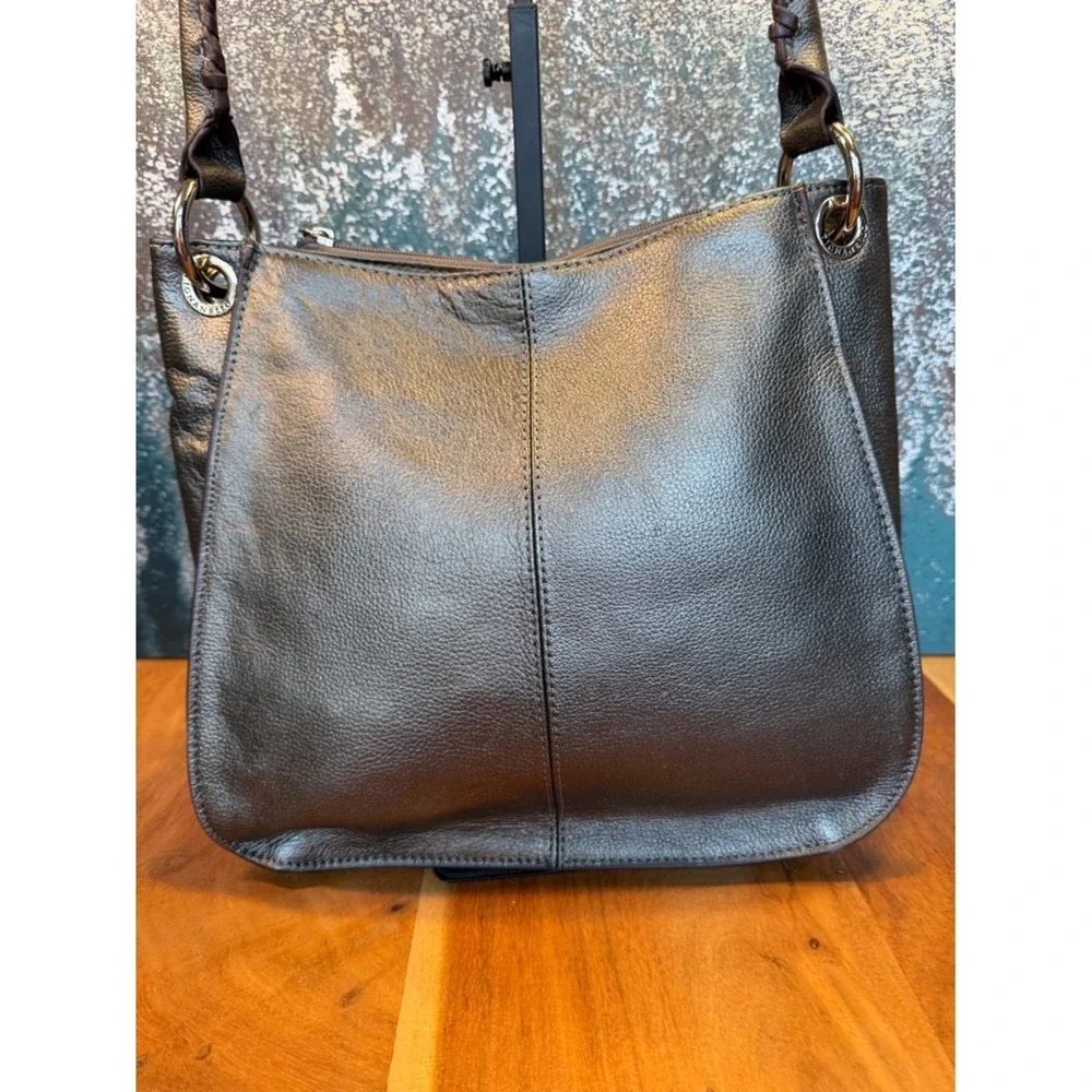 Tignanello Y2K Style Metallic Leather Shoulder Bag Silver 2010s